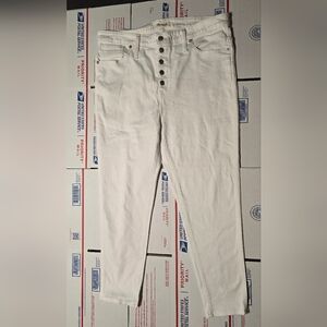 Madewell 10" High-Rise Skinny Crop Jeans in Pure White: Button-Front Edition, 34
